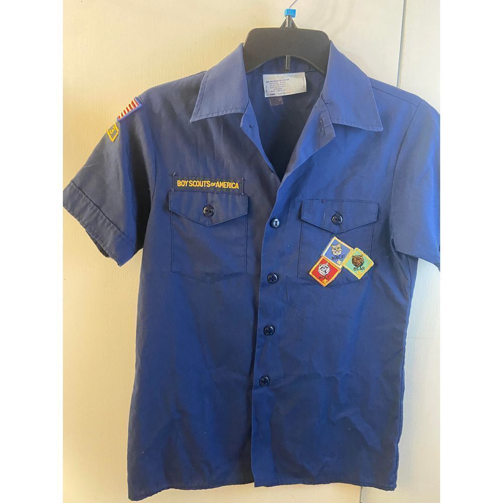 BSA Boys scout youth large USA patches den #3 bobcat bear wolf shirt‎